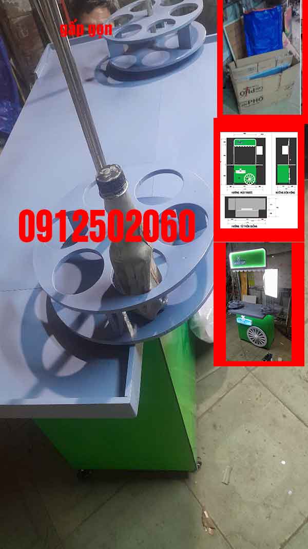 xe làm sampling có kệ trưng hàng mẫu