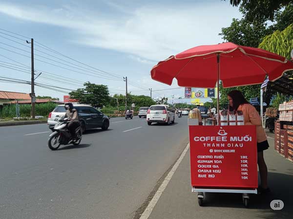 xe cafe gấp gọn có mái dù che