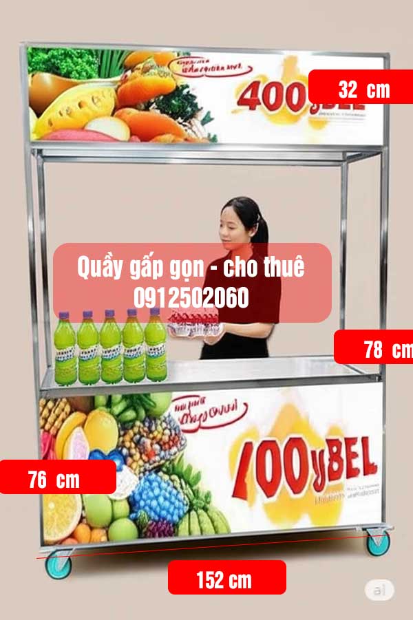 cho thuê xe booth gấp gọn